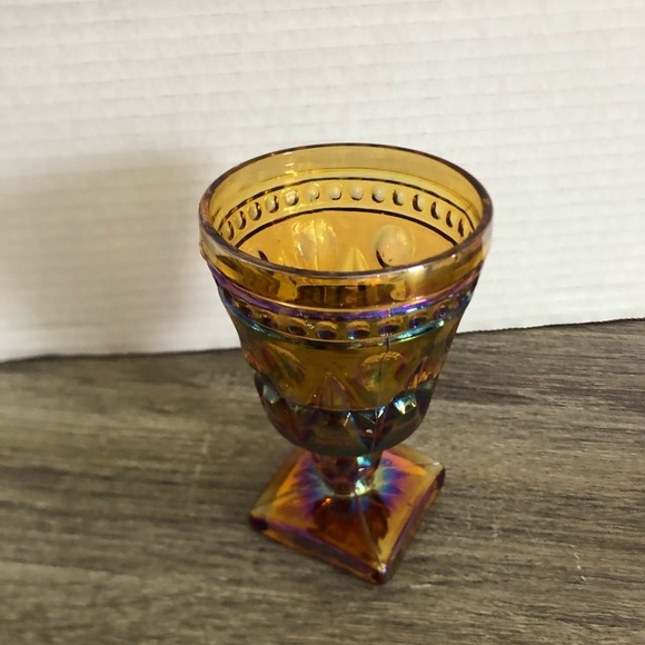 Vtg Amber Carnival Glass Goblet - Picture 3 of 8